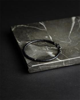 Preview: 2 mm Armband mit matten Achatsteinen und Titanelement - Sphera Mat Black